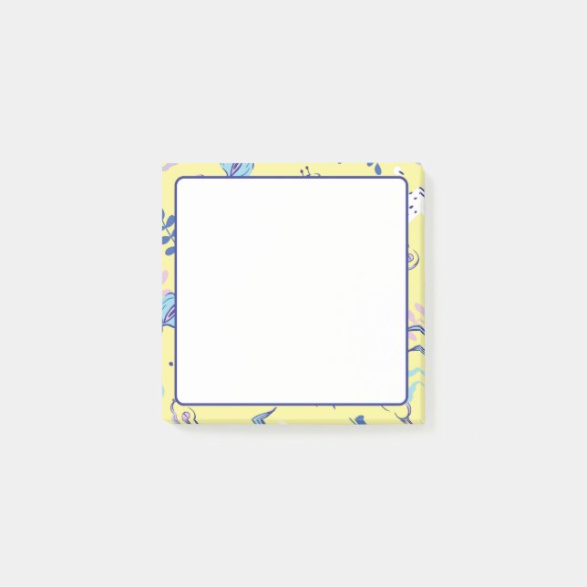Post-it® Papier-notes quotidiens à motif floral jaune (Devant)