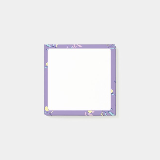 Post-it® Papier-notes quotidiens à motif floral violet (Devant)