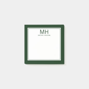 Post-it® Papier notes vert clair avec monogramme pour homme