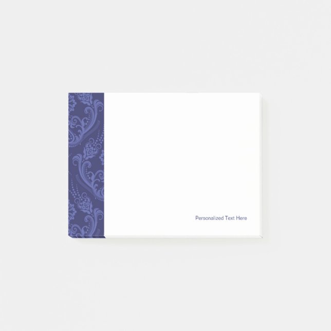 Post-it® Papier peint floral bleu de luxe de damassé (Devant)
