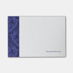 Post-it® Papier peint floral bleu de luxe de damassé