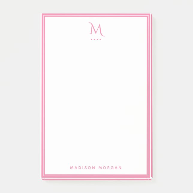 Post-it® Papier personnalisé avec monogramme de base rose g (Devant)