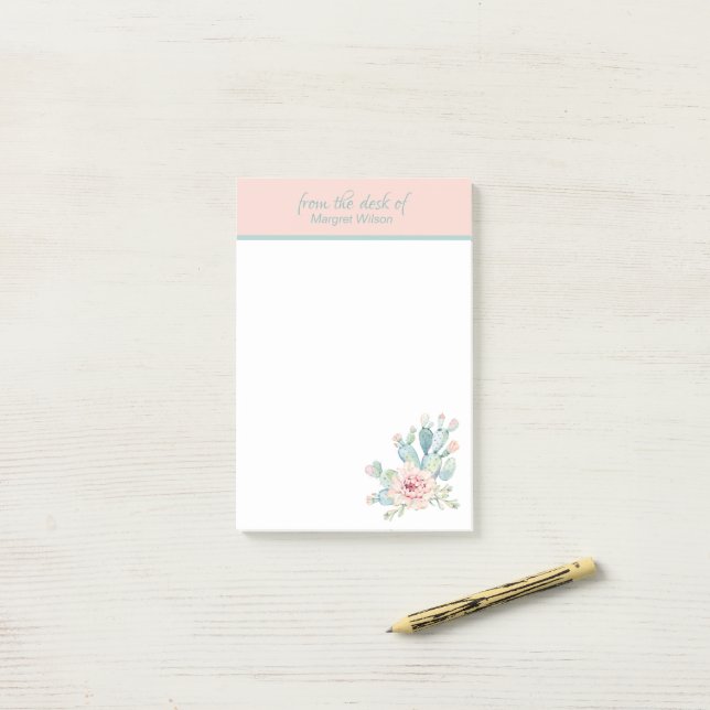 Post-it® Papier personnel Pastel Cactus (Sur un bureau)