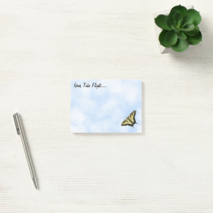 Post-it® Papillon à queue jaune bleu ciel personnalisé