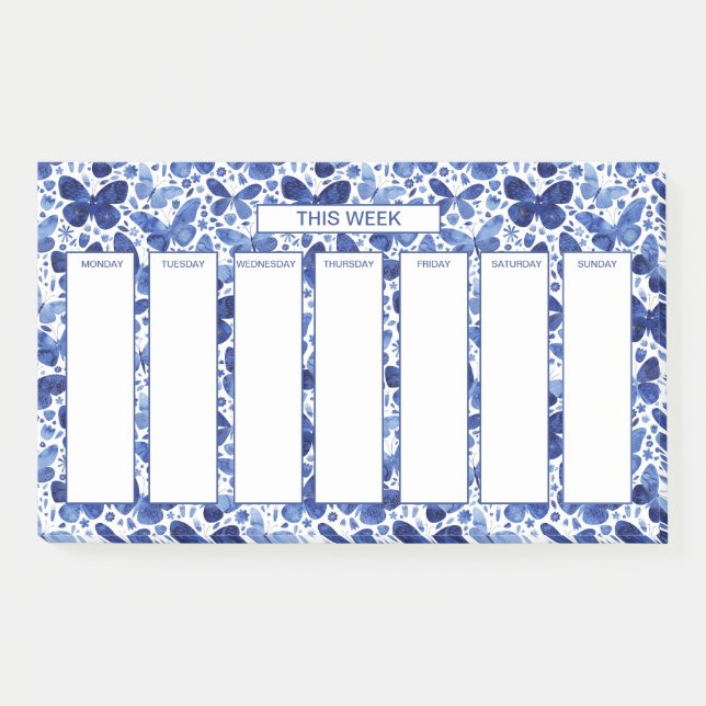 Post-it® Papillon aquarelle horaire hebdomadaire (Devant)