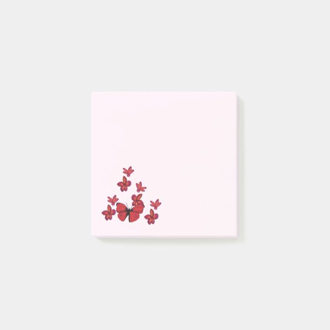 Post-it® Papillon aux fleurs rouges (Devant)