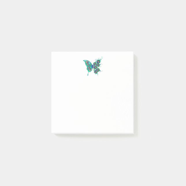 Post-it® Papillon aux plumes de paon vert (Devant)