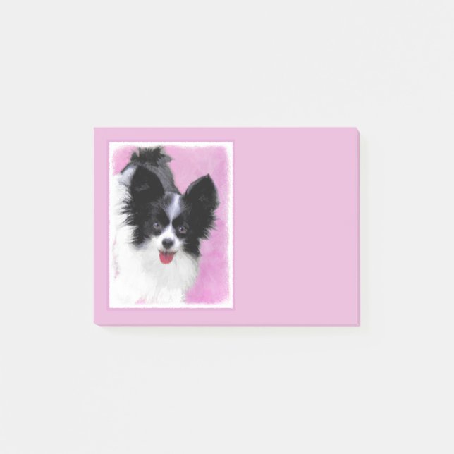 Post-it® Papillon (blanc et noir) Peinture - Chien Art (Devant)