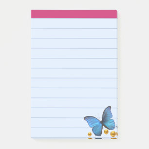 Post-it® Papillon bleu et points de confettis dorés