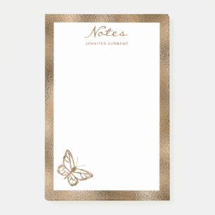 Post-it® Papillon et texte de faux aspect feuille d'or jaun