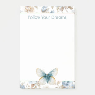 Post-it® Papillon Fleurs Marron Crème Bleu Tan