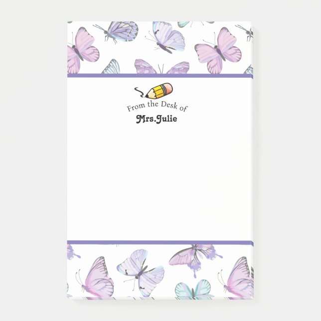 Post-it® Papillon mignon à motif personnalisé (Devant)