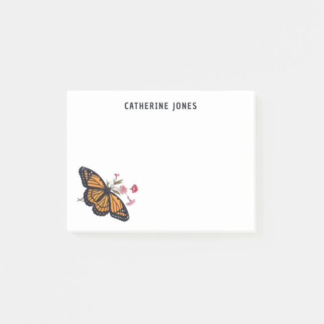 Post-it® Papillon Monarque Avec Nom Notes Personnalisées (Devant)