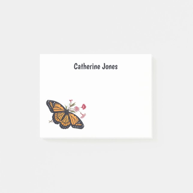 Post-it® Papillon Monarque Avec Nom Notes Personnalisées (Devant)