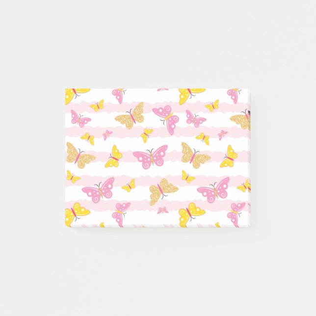 Post-it® Papillon rose et or (Devant)
