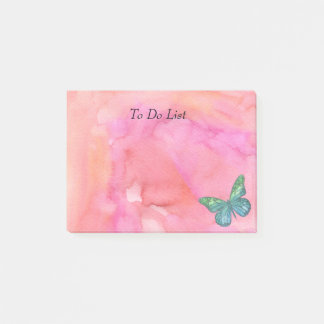 Post-it® Papillon sur aquarelle rose