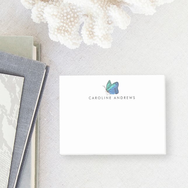 Post-it® Papillon turquoise aquarelle personnalisé (Créateur téléchargé)