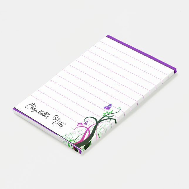 Post-it® Papillon violet personnalisé (Incliné)