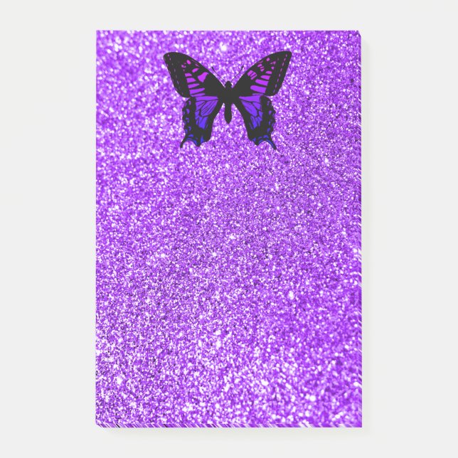 Post-it® Papillon Violet sur Paillettes (Devant)