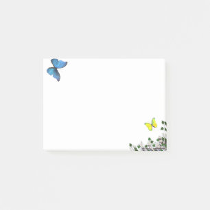 Post-it® Papillons bleus et jaunes & petites fleurs
