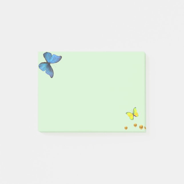 Post-it® Papillons bleus et jaunes & points de confettis do (Devant)
