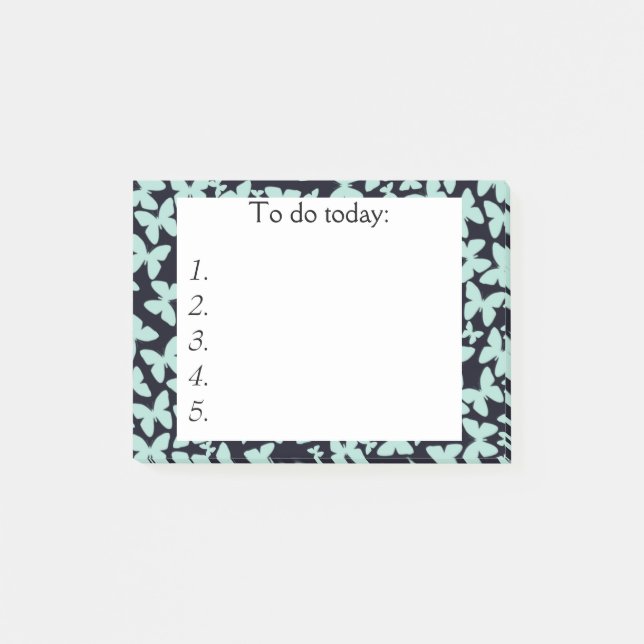 Post-it® Papillons bleus sur Black Post It Note (Devant)