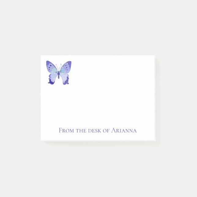 Post-it® Papillons d'aquarelle à papillon bleu violet (Devant)