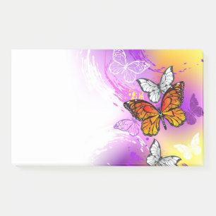 Post-it® Papillons Monarque sur Arrière - plan pourpre