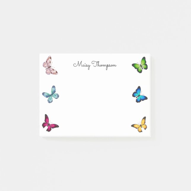 Post-it® Papillons Monogramme Nom (Devant)