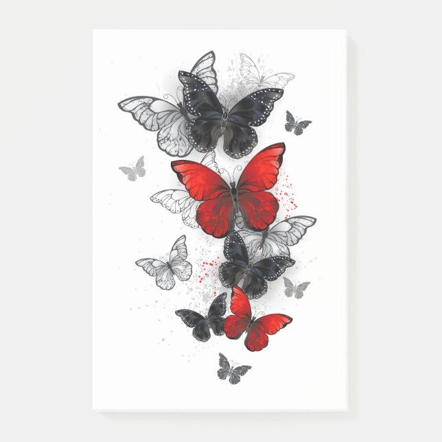 Post-it® Papillons noirs et rouges volants (Devant)