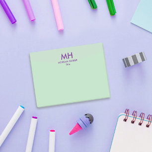 Post-it® Paraphe vert pourpre minimal nettoyant