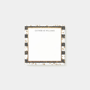 Post-it® Parties scintillant classique Noir Blanc Grille Or