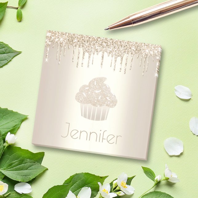 Post-it® Parties scintillant de cupcake d'or goutte moderne (Créateur téléchargé)