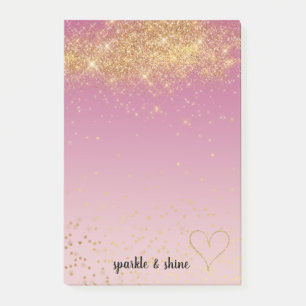 Post-it® Parties scintillant Fille Pink Ombre Gold Sparkle 