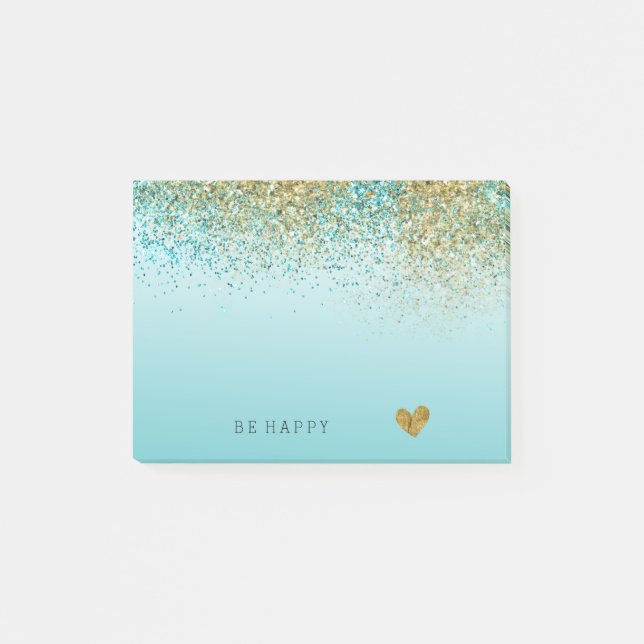 Post-it® Parties scintillant Gold Faux Aqua Ombre personnal (Devant)