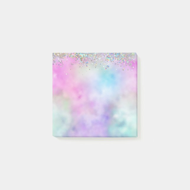Post-it® Parties scintillant holographique Rainbow Pastels  (Devant)