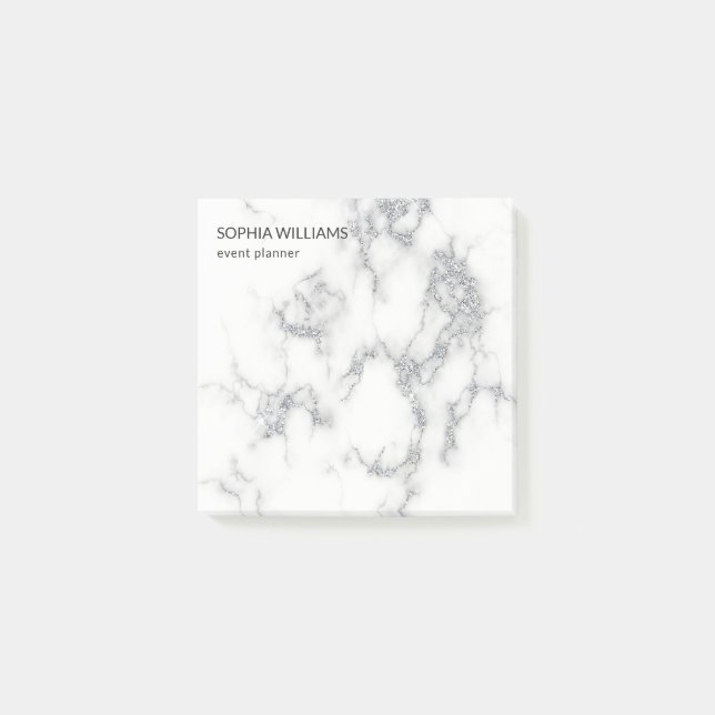 Post-it® Parties scintillant Marbre blanc en argent (Devant)