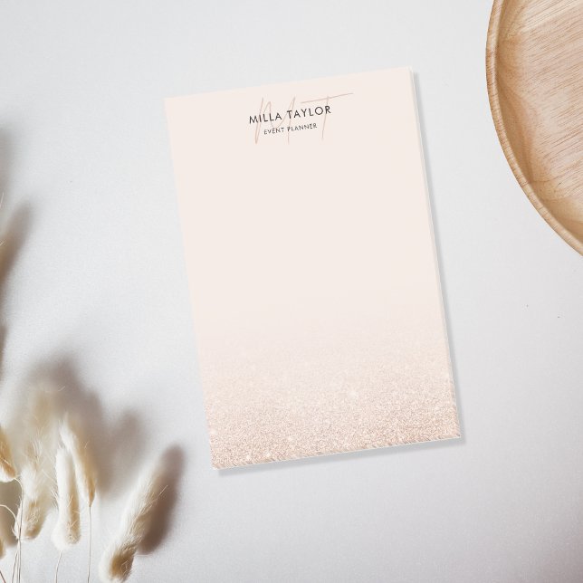 Post-it® Parties scintillant moderne Blush rose Monogramme  (Créateur téléchargé)