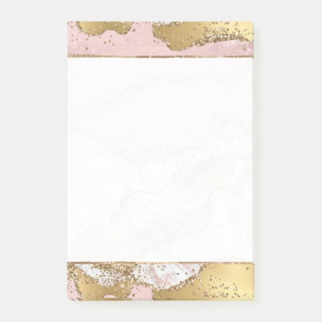 Post-it® Parties scintillant or Marbre blanc rose (Devant)