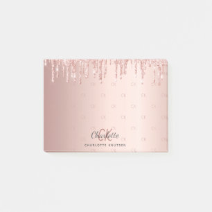 Post-it® parties scintillant rose or goutte monogramme init