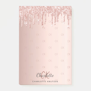 Post-it® parties scintillant rose or goutte monogramme init