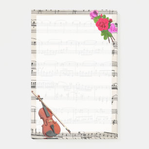 Post-it® Partition vintage avec violon et Rose