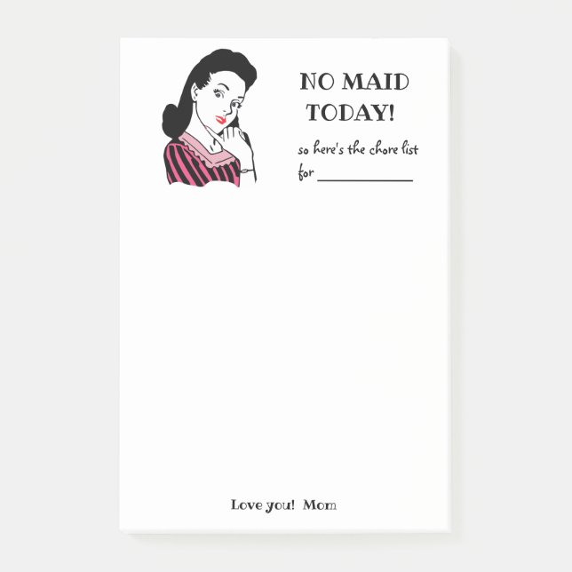 Post-it® Pas de liste des domestiques aujourd'hui (Devant)