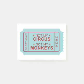 Post-it® Pas mon cirque, pas mes singes 4"x3" Post-Ot Notes