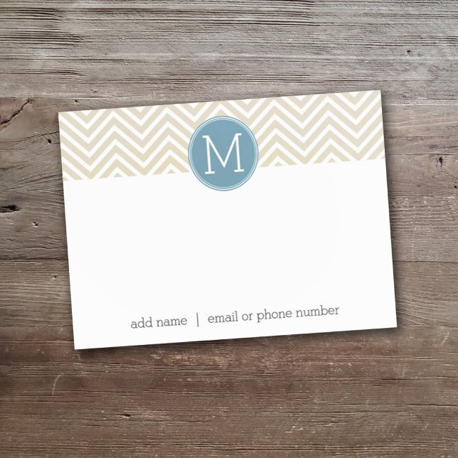 Post-it® Pastel Bleu et Chevron Monogrammes Personnalisés e (Créateur téléchargé)