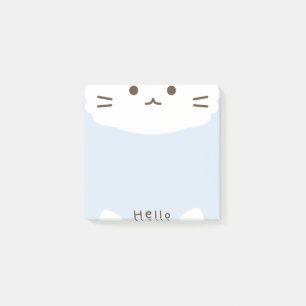 Post-it® Pastel Blue and white Cute Cat