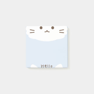 Post-it® Pastel Blue and white Cute Cat
