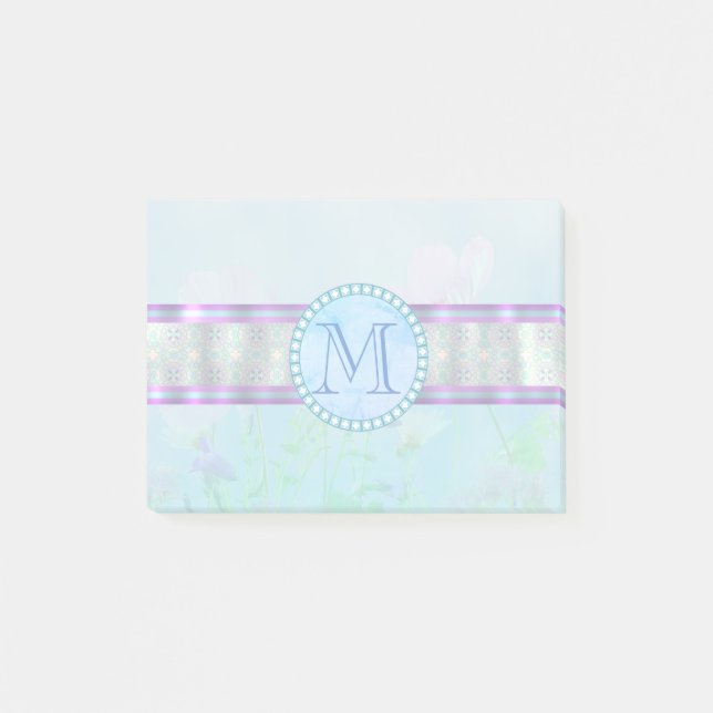 Post-it® Pastel Blue Floral Monogramme (Devant)