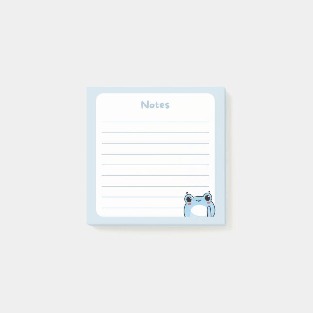 Post-it® Pastel Blue Kawaii Shy Blushing Chibi Frog (Devant)