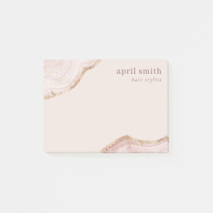 Post-it® Pastel Blush doux Rose Or Agate Marbre Texture